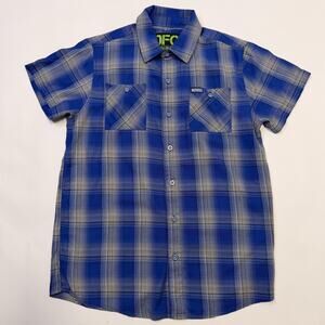 Dixxon Flannel Shirt Youth XL Blue Plaid Noxxio Short Sleeve Button Front